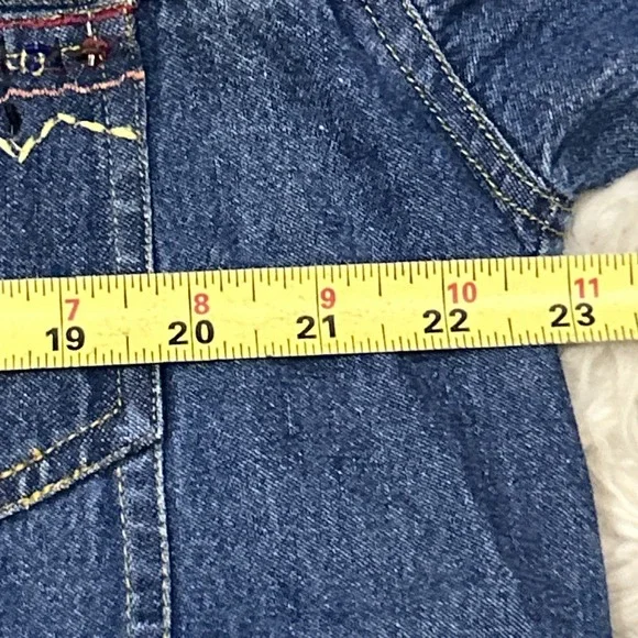 Vintage 90's Artsy Bohohemian Whimsy Celestial Beaded Aztec Denim Jacket Medium - Picture 10 of 11